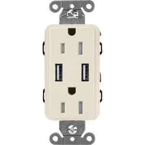 Lutron SCR-15-UBTR-PMClaro 15A Dual USB Receptacle, Tamper Resistant in Pumice