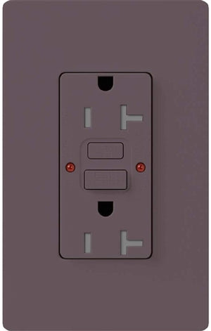 Lutron SCR-20-GFST-PL Claro Satin Self-Testing Tamper Resistant 20A GFCI Receptacle, in Plum