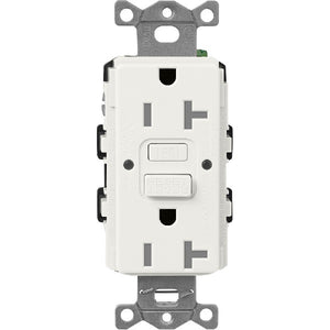 Lutron SCR-20-GFST-RW  Claro Satin Self-Testing Tamper Resistant 20A GFCI Receptacle in Architectural White
