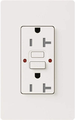 Lutron SCR-20-GFST-SW Claro Satin Self-Testing Tamper Resistant 20A GFCI Receptacle, in Snow