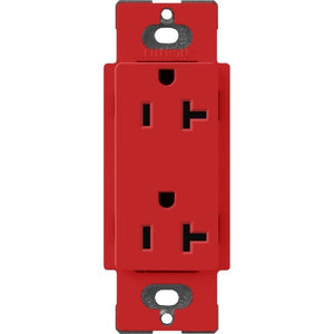 Lutron SCR-20-SR Claro Satin 20A Duplex Receptacle, Not Tamper Resistant in Signal Red