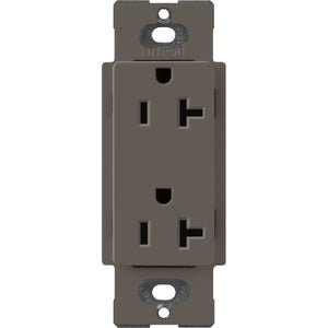 Lutron SCR-20-TF Claro Satin 20A Duplex Receptacle, Not Tamper Resistant in Truffle