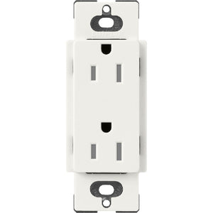 Lutron SCRS-15-TR-RW Claro Satin Tamper Resistant 15A Duplex Receptacle in Architectural White