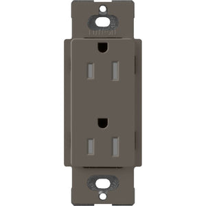 Lutron SCRS-15-TR-TF Claro Satin Tamper Resistant 15A Duplex Receptacle in Truffle