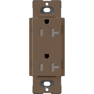 Lutron SCRS-20-TR-EP Claro Satin Tamper Resistant 20A Duplex Receptacle in Espresso