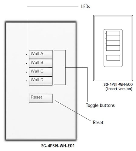 Lutron SG-4PSN-BE-E00 SeeTouch 4-Partition Control For Grafik Eye 3000 System, Non Insert Style in Beige Unengraved