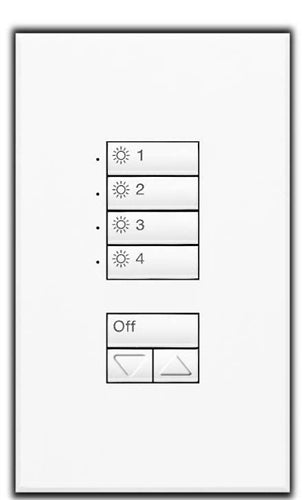 Lutron SG-4SI-SN-EGN SeeTouch 4-Scene Wallstation with Off and Raise/Lower For Grafik Eye 3000 System, Insert Style in Satin Nickel with Engraving