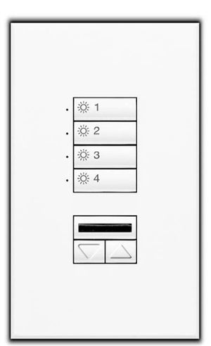 Lutron SG-4SIRN-IV-E00 SeeTouch 4-Scene Wallstation with Off, Raise/Lower and IR Receiver For Grafik Eye 3000 System, Non Insert Style in Ivory Unengraved