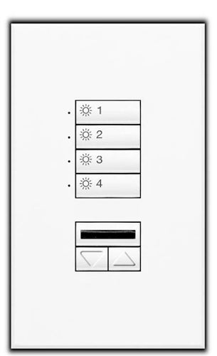 Lutron SG-4SIRN-IV-EGN SeeTouch 4-Scene Wallstation with Off, Raise/Lower and IR Receiver For Grafik Eye 3000 System, Non Insert Style in Ivory with Engraving