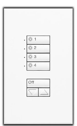 Lutron SG-4SN-IV-EGN SeeTouch 4-Scene Wallstation with Off and Raise/Lower For Grafik Eye 3000 System, Non Insert Style in Ivory with Engraving