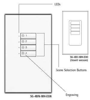 Lutron SR-4BI-IV-EGN SeeTouch 4-Button Replacement Kit For SG-4BI, Insert Style in Ivory with Engraving