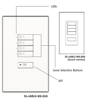Lutron SR-4NRLI-SN-EGN SeeTouch 4-Button Replacement Kit For SG-4NRLI, Insert Style in Satin Nickel with Engraving
