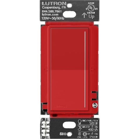 Lutron ST-PRO-N-SR 250W LED/CFL or 500W Incandescent/Halogen/ELV or 400VA MLV Phase Selectable, Neutral Dimmer in Signal Red