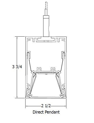 Mark Lighting S4LD 8FT MSL8 80CRI 35K 1000LMF MIN1 MVOLT WHT ZT F1/36A RDCY WHTCY WCRD 8' Slot 4 LED Direct Pendant, 8' Section, 80 CRI, 3500K, Dim to 1%, 0-10V, T-Bar Ceiling, 36" Suspension, Round White Canopy, White Cord