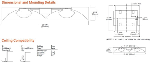 Metalux 22AC-LD5-23-UNV-L835-CD1-U 2'x2' LED Recessed Troffer, 2300 Lumen, 3500K, 0-10V Driver