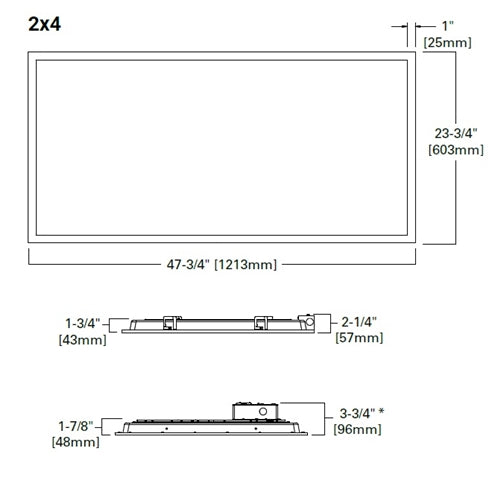 Metalux 24CGTX-72-L830 2'x4' Configurable LED Recessed Panel, 7200 Lumens, Smooth White Frosted Lens, 120-277V, 80 CRI, 3000K