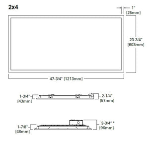 Metalux 24CGTX-72-L830 2'x4' Configurable LED Recessed Panel, 7200 Lumens, Smooth White Frosted Lens, 120-277V, 80 CRI, 3000K