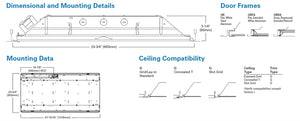 Metalux 24GR-LD5-150-F1-UNV-L840-CD2-U 2'x4' LED Recessed Troffer, 15000 Lumens,4000K, 0-10V Driver
