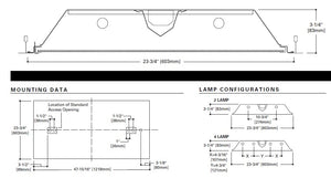 Metalux 2GR8-432A-UNV-EB81-U 2'x4' Static Lensed Troffer, 4 Lamp, Electronic Ballast, T8