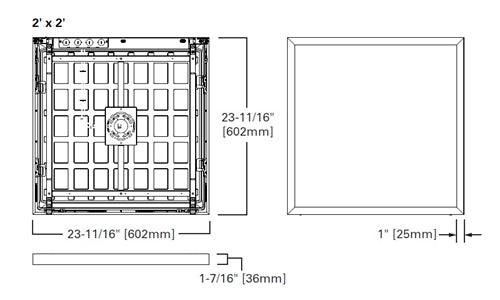 Metalux 22MMS-L3C3-UNV 2'x2' Direct Mount LED Backlit Panel, Multi-Mount CCT Selectable 2700/3000K/3500/4000/5000K,  120-277V with 0-10V Dimming, 5% Standard
