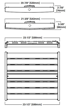 Metalux OHB-36SE-MCL-UNV-L850-CD-ULED LED High Bay, Clear Lens, Medium Distribution, 80CRI, 5000K, 0-10V Dimming Driver, 37387 Lumens