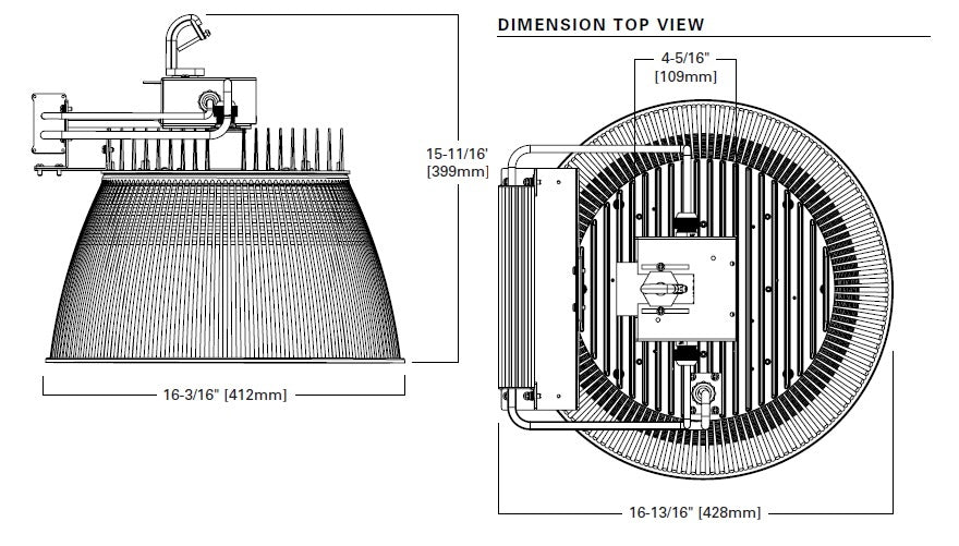 Metalux RHB-24-UNV-L840-CD-U 194W LED Round High Bay, 24000 Lumens, 120-277V, 4000K, 0-10V Dimming Driver