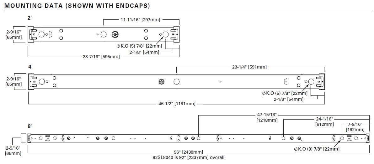Metalux 2SLSTP2040DD-UNV 23W 2' Linear LED Striplight, 2000 Lumens, 4000K, 0-10V Dim to 10%