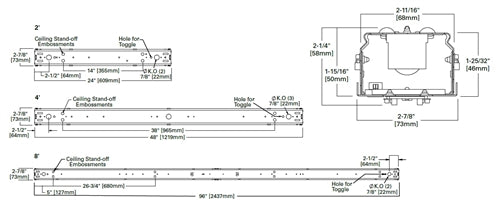 Metalux 8TSNLED-LD5-106SL-LN-UNV-L850-CD1-U 8' Linear LED Striplight, Round Semi-frost Lens, Narrow, 10500 Lumens, 5000K, 0-10V Dimming
