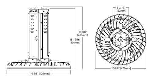Metalux SSLED-LD5-30W-UNC-L850-CD2-TCB/SHK-U Round LED High Bay, 30000 Lumens, Wide Distribution, 347/480, 80 CRI, 5000K, 0-10V Dimming Driver, Top Connector Box with Die-Cast Aluminum Fixture Hook