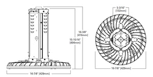 Metalux SSLED-LD5-30W-UNC-L850-CD2-TCB/SHK-U Round LED High Bay, 30000 Lumens, Wide Distribution, 347/480, 80 CRI, 5000K, 0-10V Dimming Driver, Top Connector Box with Die-Cast Aluminum Fixture Hook