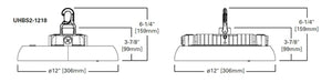 Metalux UHBS2-1218-MV-L8C5-U 80/100/120W LED Round High Bay, Selectable CCT 3000/3500/4000/5000/6500K, Selectable Lumens, 120-347V