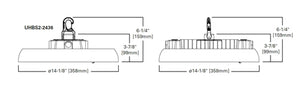 Metalux UHBS2-2436-MV-L8C5-U 150/200/240W LED Round High Bay, Selectable CCT 3000/3500/4000/5000/6500K, Selectable Lumens, 120-347V