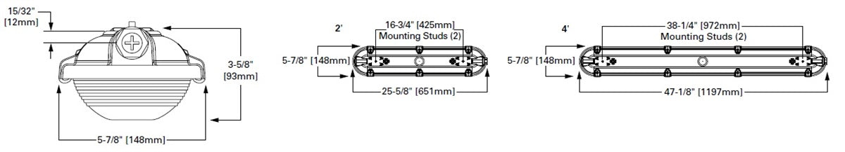 Metalux 4VT3-LD5-6-G-UNV-L850-CD1-U 51W 4' Vaportite, 6K Lumen, General Dist, 120-277V, 5000K, 6000 Lumens, Dimmable