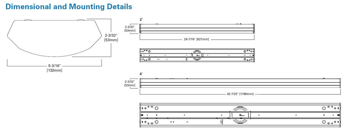 Metalux 4WPLD3130R9 37W 4' Low Profile LED Utility Wraparound, 3000K, 3210 Lumens, 120V, Triac Dimming to 10%