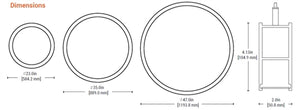 Neo Ray DFN2DP-RG3F0060DS940-FLL-1DUDD-SC04T1B 2" Define Geo Ring, Direct Susp, 3' Ring Pattern, 6000 Lumens, 4000K, 90 CRI, Frosted Lens, Single Circuit, 120-277V, 0-10V, Silver Body, 4' Air Craft Cable Collector, 15/16in T-Grid, Black