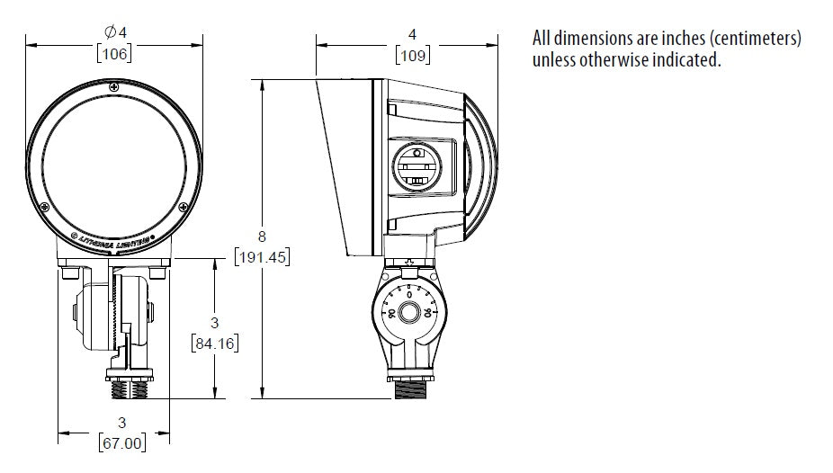 Lithonia OLB ALO SWW2 UVOLT PE DDB Outdoor LED Bullet, Adjustable light output, Switchable CCT 3000K/4000K/5000K, 120-347V, Photocell, Dark Bronze