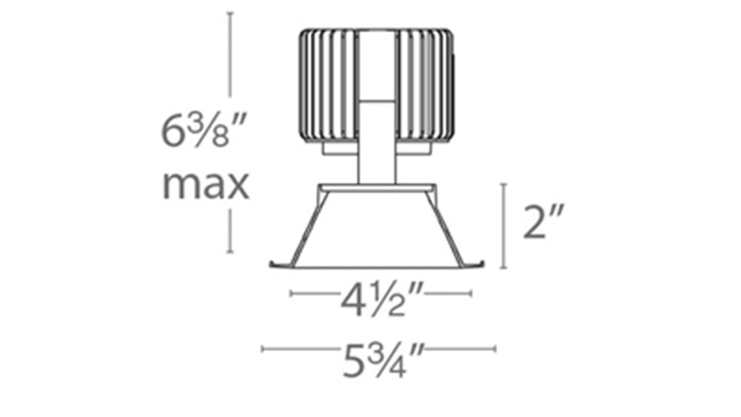 WAC R4SD2T-W827-WT 4.5" Square Volta Downlight Trim, 60 Degrees Beam Angle, 3060 Lumens, 85 CRI, 2700K, White Trim