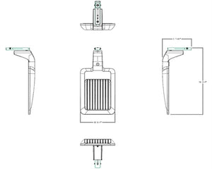 RAB A34T3S 100/80/50W Field-Adjustable LED Area Light, 3000/4000/5000K, 7357-15508 Lumens, Integrated Photocell with On/Off Switch