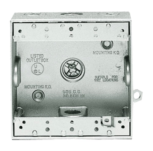 Rab BD7 Double Gang Rectangular Boxes, 7 Hole , 1/2" Hole Size,Silver Gray Finish