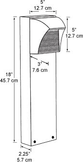 RAB BLED5-18W 5W LED Square Bollard, One BLED, 5000K Color Temperature (Cool), 68 CRI, 18" Mounting Height, White Finish