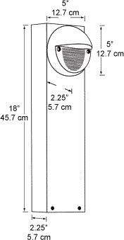 RAB BLEDR5-18N 5W LED Round Bollard, 4000K Color Temperature (Neutral), 85 CRI, 18" Mounting Height, Bronze Finish