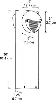 RAB BLEDR5-36W 5W LED Round Bollard, 5000K Color Temperature (Cool), 68 CRI, 36" Mounting Height, White Finish