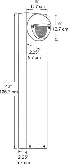RAB BLEDR5-42Y/PC 5W LED Round Bollard, 3000K Color Temperature (Warm), 87 CRI, 42" Mounting Height, Bronze Finish