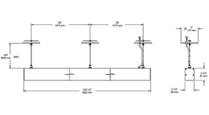 RAB BOA10P-100D10-40N-B 100W LED 10 ft Suspended Pendant Linear Slot Light, No Photocell, 4000K (Neutral), 7143 Lumens, 84 CRI, 120-277V, 40 Degree Reflector, Dimmable, Not DLC Listed, Black Finish