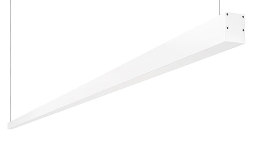 RAB BOA10P-100D10-40N-W 100W LED 10 ft Suspended Pendant Linear Slot Light, No Photocell, 4000K (Neutral), 7143 Lumens, 84 CRI, 120-277V, 40 Degree Reflector, Dimmable, Not DLC Listed, White Finish