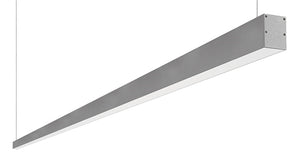 RAB BOA10P-50D10-40N-S 50W LED 10 ft Suspended Pendant Linear Slot Light, No Photocell, 4000K (Neutral), 3895 Lumens, 84 CRI, 120-277V, 40 Degree Reflector, Dimmable, Not DLC Listed, Silver Finish