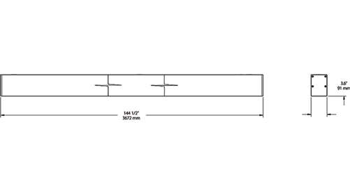 RAB BOA12S-60D10-40N-W 60W LED 12 ft Surface Mount Linear Slot Light, No Photocell, 4000K (Neutral), 4677 Lumens, 84 CRI, 120-277V, 40 Degree Reflector, Dimmable, Not DLC Listed, White Finish