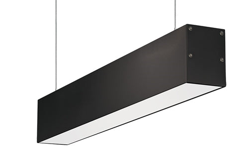 RAB BOA2P-10D10-40YN-B 10W LED 2 ft Suspended Pendant Linear Slot Light, 3500K, No Photocell, 731 Lumens, 84 CRI, 120-277V, 40 Degree Reflector, Dimmable, Not DLC Listed, Black Finish