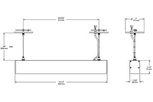 RAB BOA2P-10D10-40YN-B 10W LED 2 ft Suspended Pendant Linear Slot Light, 3500K, No Photocell, 731 Lumens, 84 CRI, 120-277V, 40 Degree Reflector, Dimmable, Not DLC Listed, Black Finish