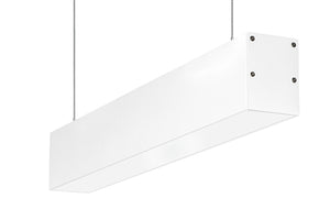 RAB BOA2P-10D10-40YN-W 10W LED 2 ft Suspended Pendant Linear Slot Light, 3500K, No Photocell, 731 Lumens, 84 CRI, 120-277V, 40 Degree Reflector, Dimmable, Not DLC Listed, White Finish